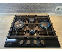 Варильна поверхня газова Luxor Round Vintage 60 Emaille Turbo Wok Italy BK + кругла підставка Wok у подарунок,чорна