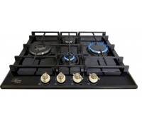 Варильна поверхня газова Luxor Gold Vintage 60 Emaille Turbo Wok Italy BK + кругла підставка Wok у подарунок,чорна